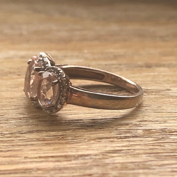 💕PRICE ⬇️ Rose Gold Morganite Oval Pave Ring Sz 8 - Picture 3 of 7